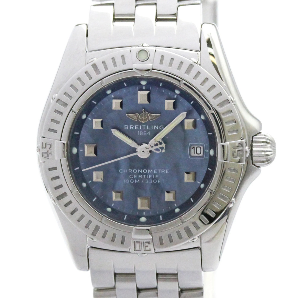 BREITLING Callistino Blue MOP Dial Steel Quartz Watch A72345 Polished